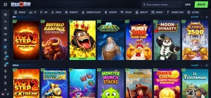 Current VegasHero casino lobby showing slot categories and game filters